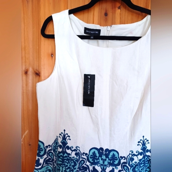JONES NEW YORK Floral Sleeveless Scoop Neck White Blue Size 16 Print fit & Flare - Picture 3 of 16